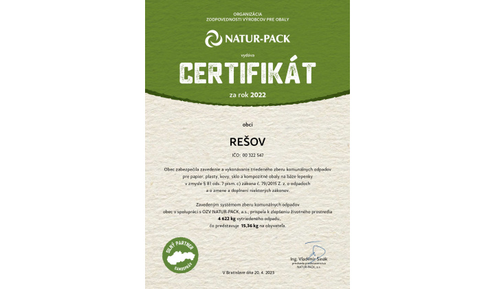 Certifikát -NATUR-PACK