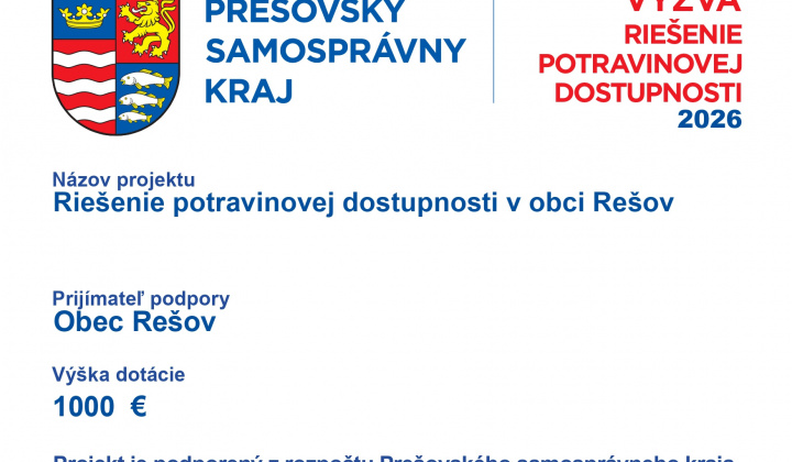 Fotka - Riešenie potravinovej dostupnosti v obci Rešov