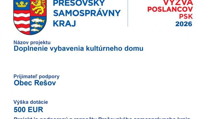 Fotka - Doplnenie vybavenia kultúrneho domu