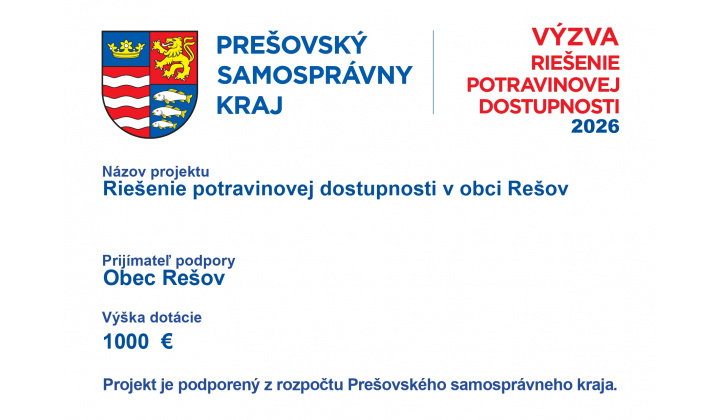 Riešenie potravinovej dostupnosti v obci Rešov 