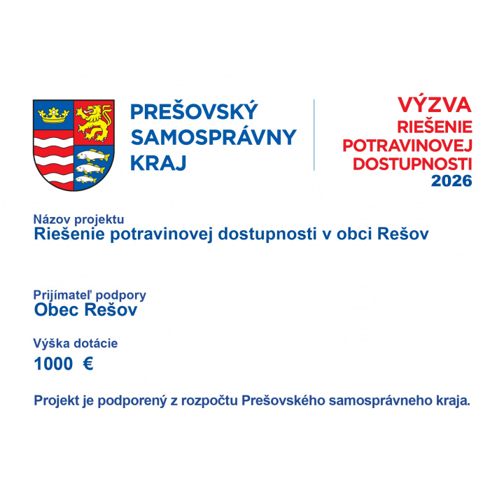 Riešenie potravinovej dostupnosti v obci Rešov 